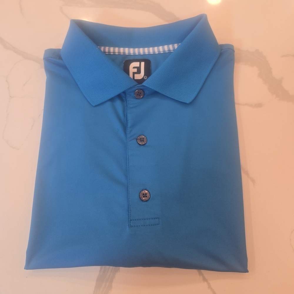 Footjoy Mens Golf Activewear Stretch Short Sleeve Polo Blue Green Size Large